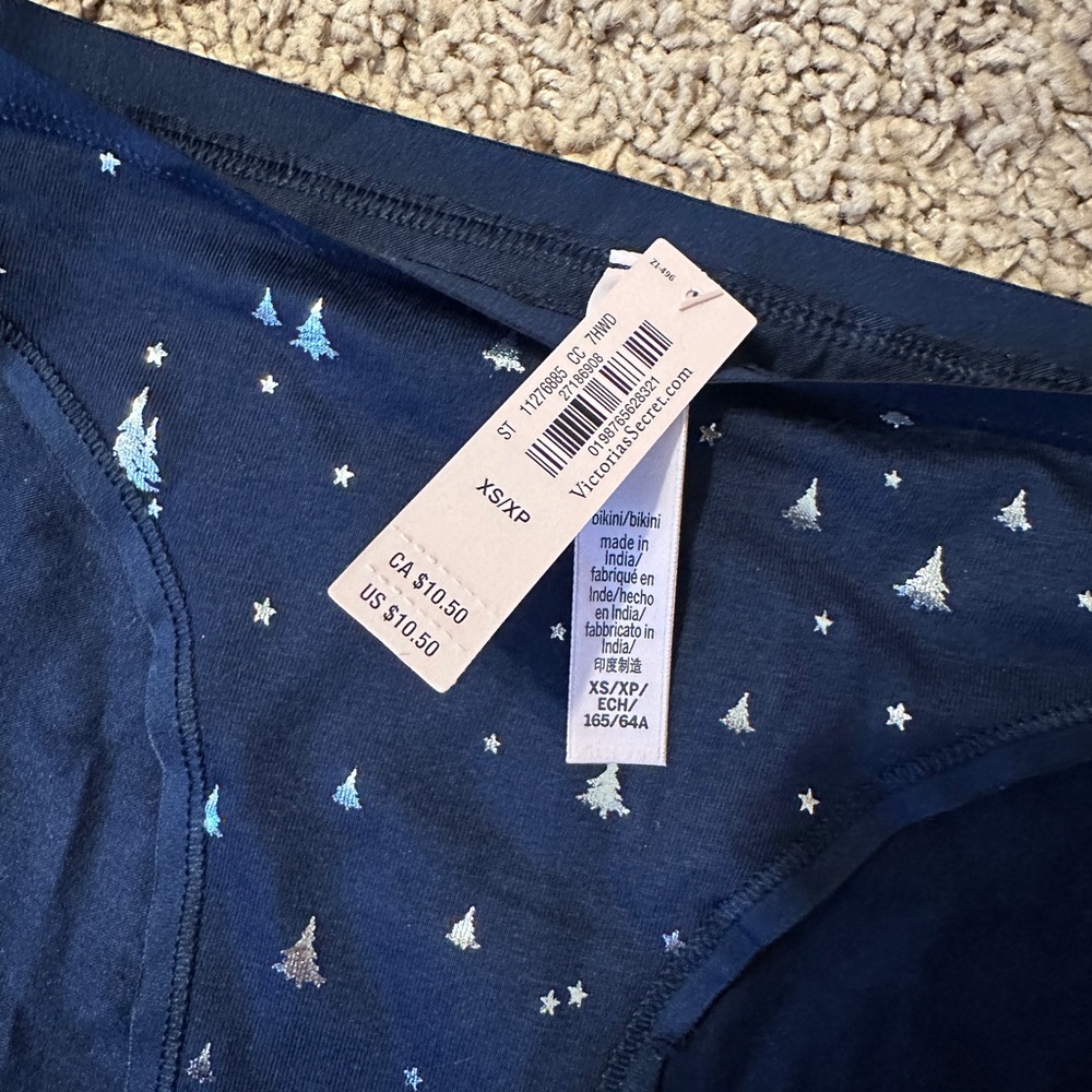 Victoria's Secret Navy Blue Bikini Panty with Holographic Tree Print - Picture 2 of 3